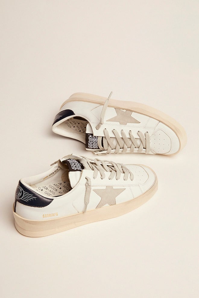 Women's Stardan with ice-gray suede star and blue heel tab| Golden Goose
