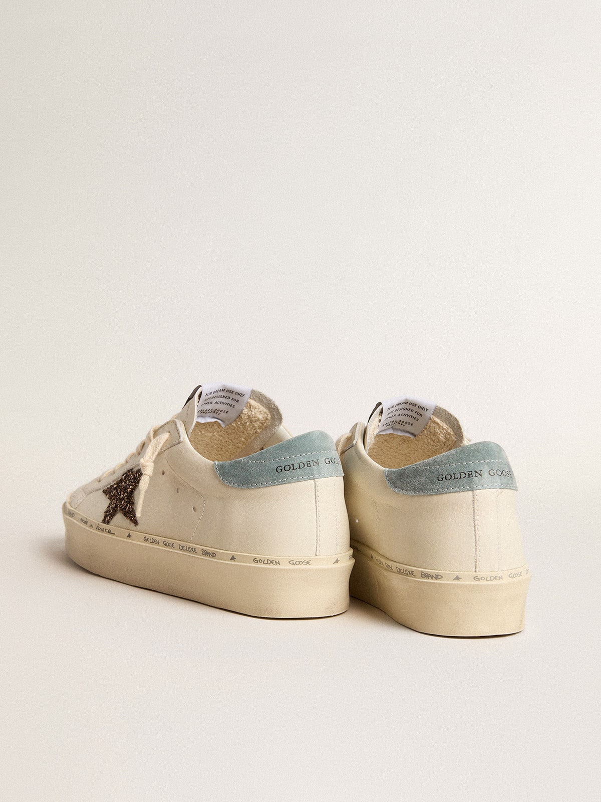 Women's Hi Star LTD with hazelnut glitter star and light blue suede heel tab| Golden Goose