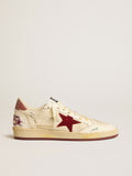 Ball Star LTD in nylon with pomegranate suede star and leather heel tab| Golden Goose