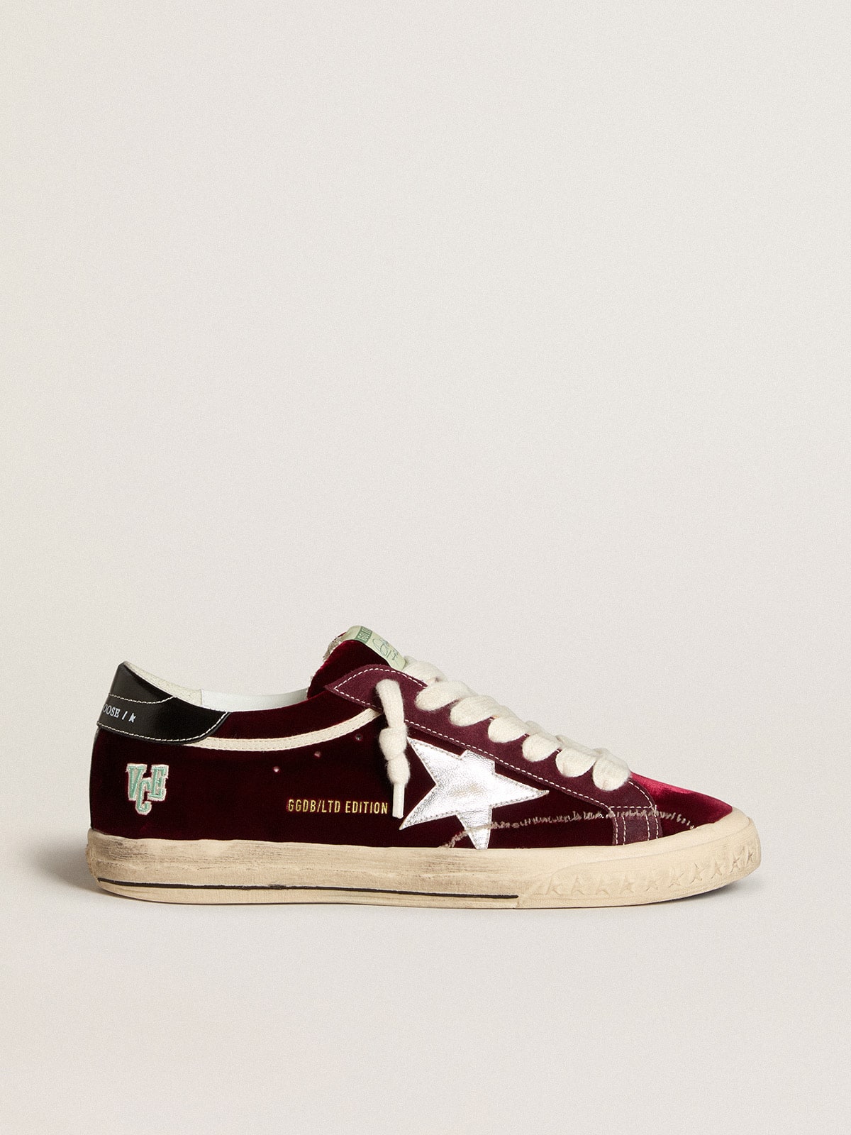 Men's Super-Star LTD in velvet with metallic leather star and heel tab| Golden Goose