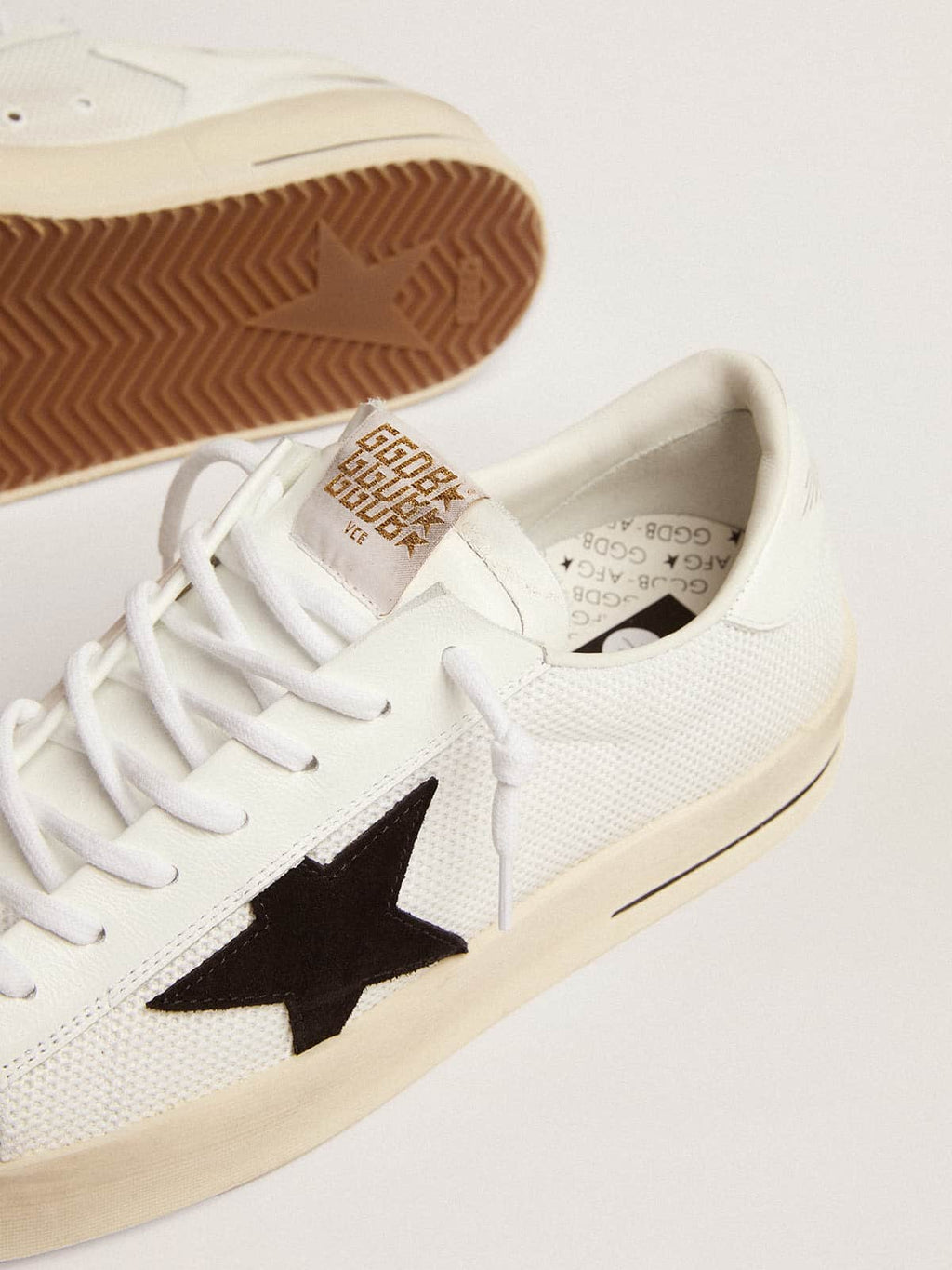 Stardan with white leather and mesh inserts and black suede star| Golden Goose