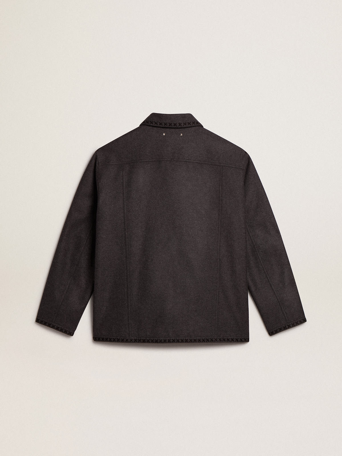 Gray melange woolen jacket with button fastening| Golden Goose