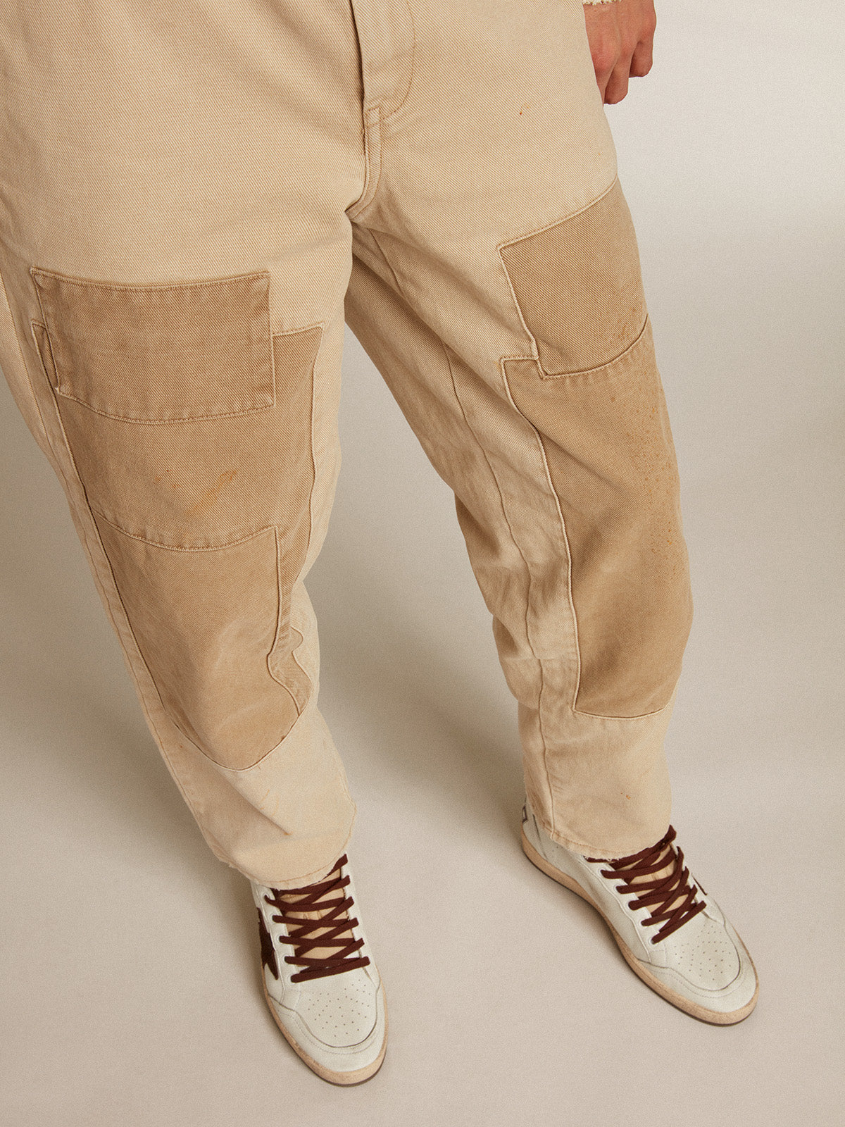 Cotton pants in beige mix| Golden Goose