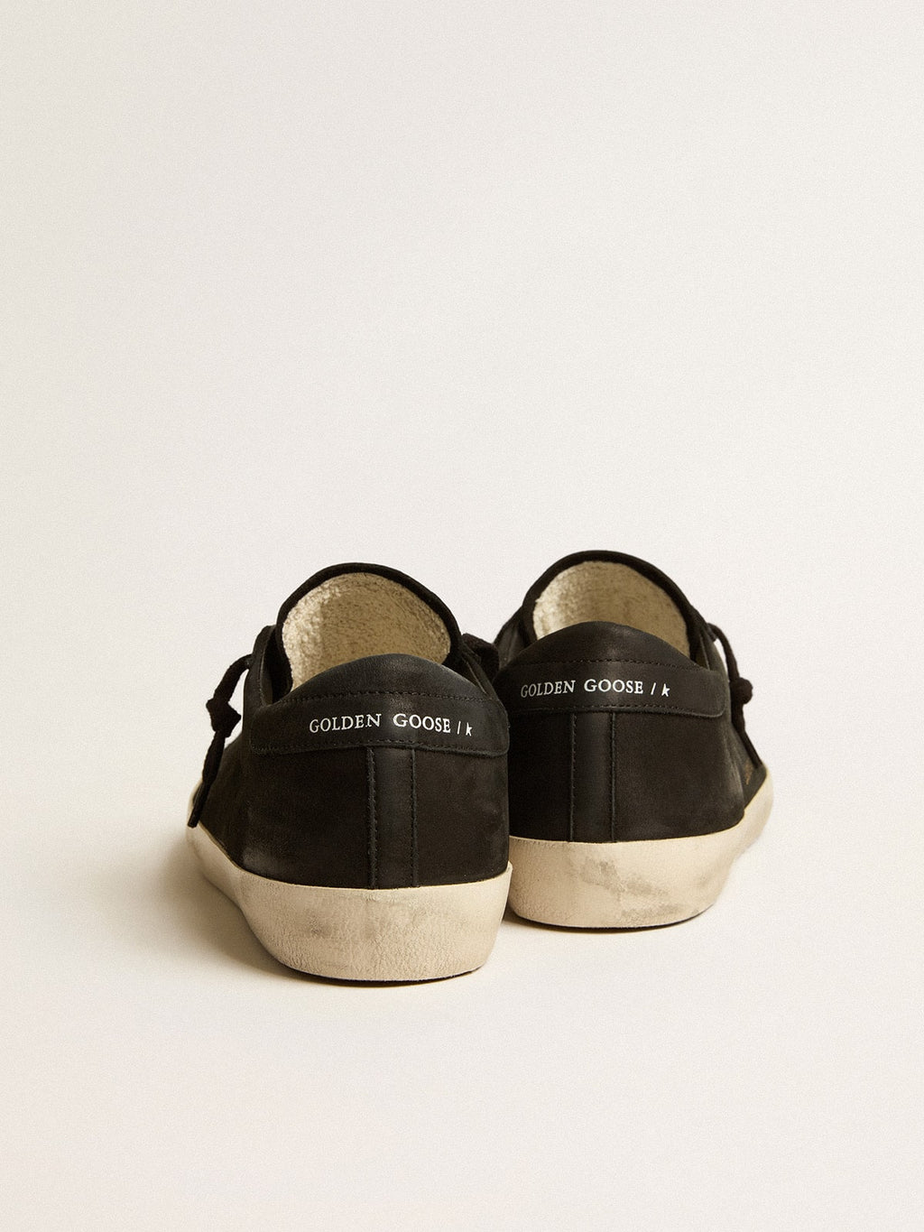 Men's Super-Star in black nubuck with perforated star and black nubuck heel tab| Golden Goose
