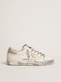 Women's Super-Star with silver sparkle foxing and metal stud lettering| Golden Goose