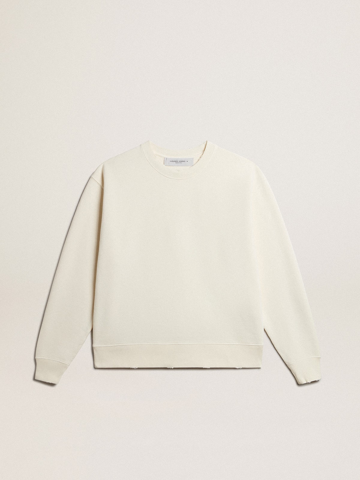 Sweatshirt in aged white with reverse logo on the back - Jersey Capsule| Golden Goose
