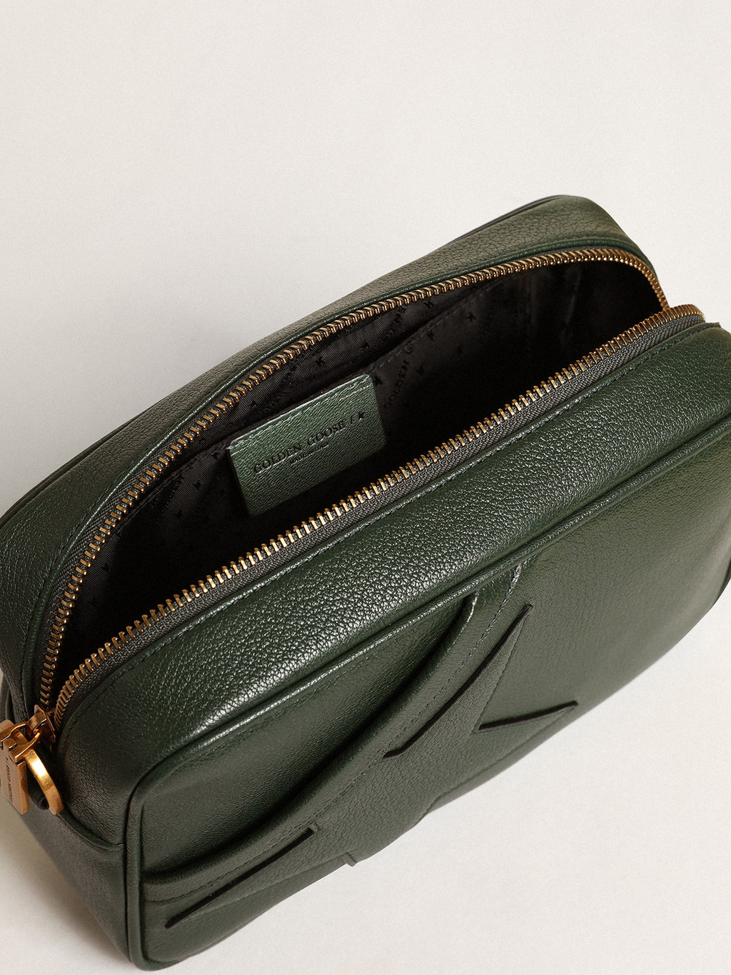 Women's Star Bag in dark green leather with tone-on-tone star| Golden Goose