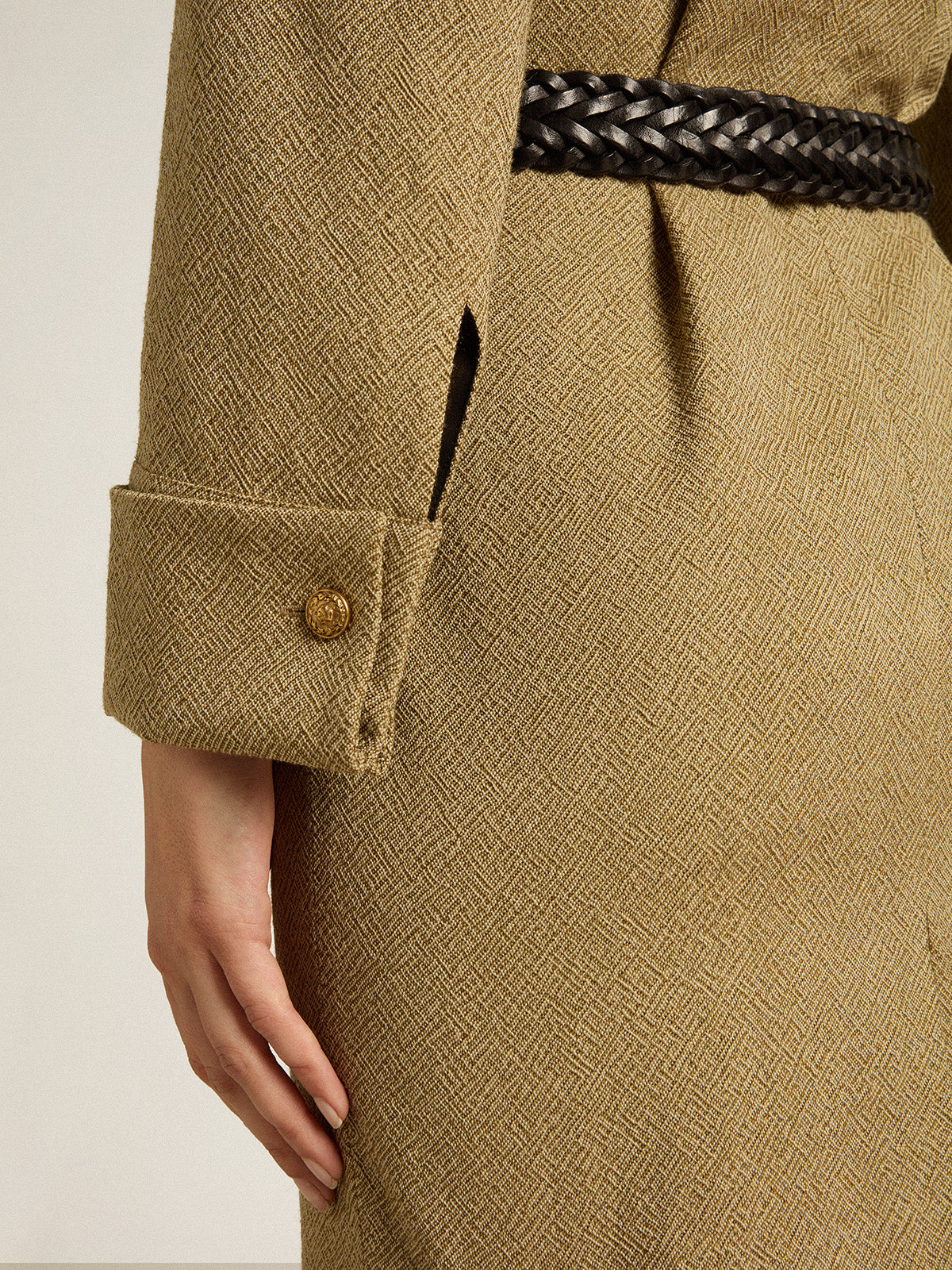 Pale beech-colored short woolen dress| Golden Goose