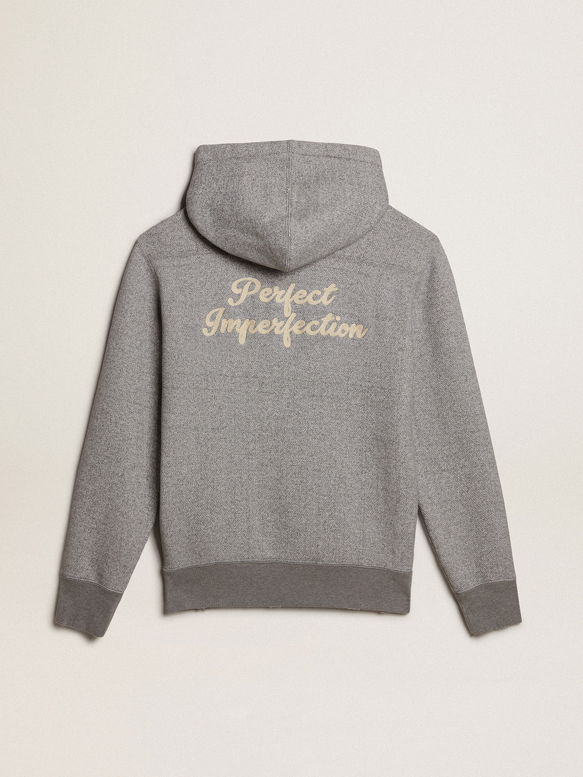 Gray melange cotton sweatshirt with hood| Golden Goose