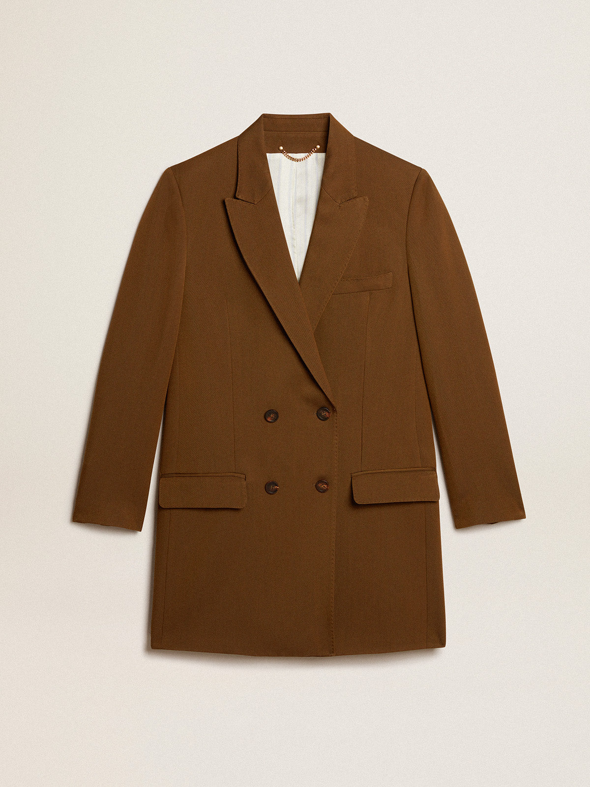 Short dress in beech-colored wool with horn buttons| Golden Goose