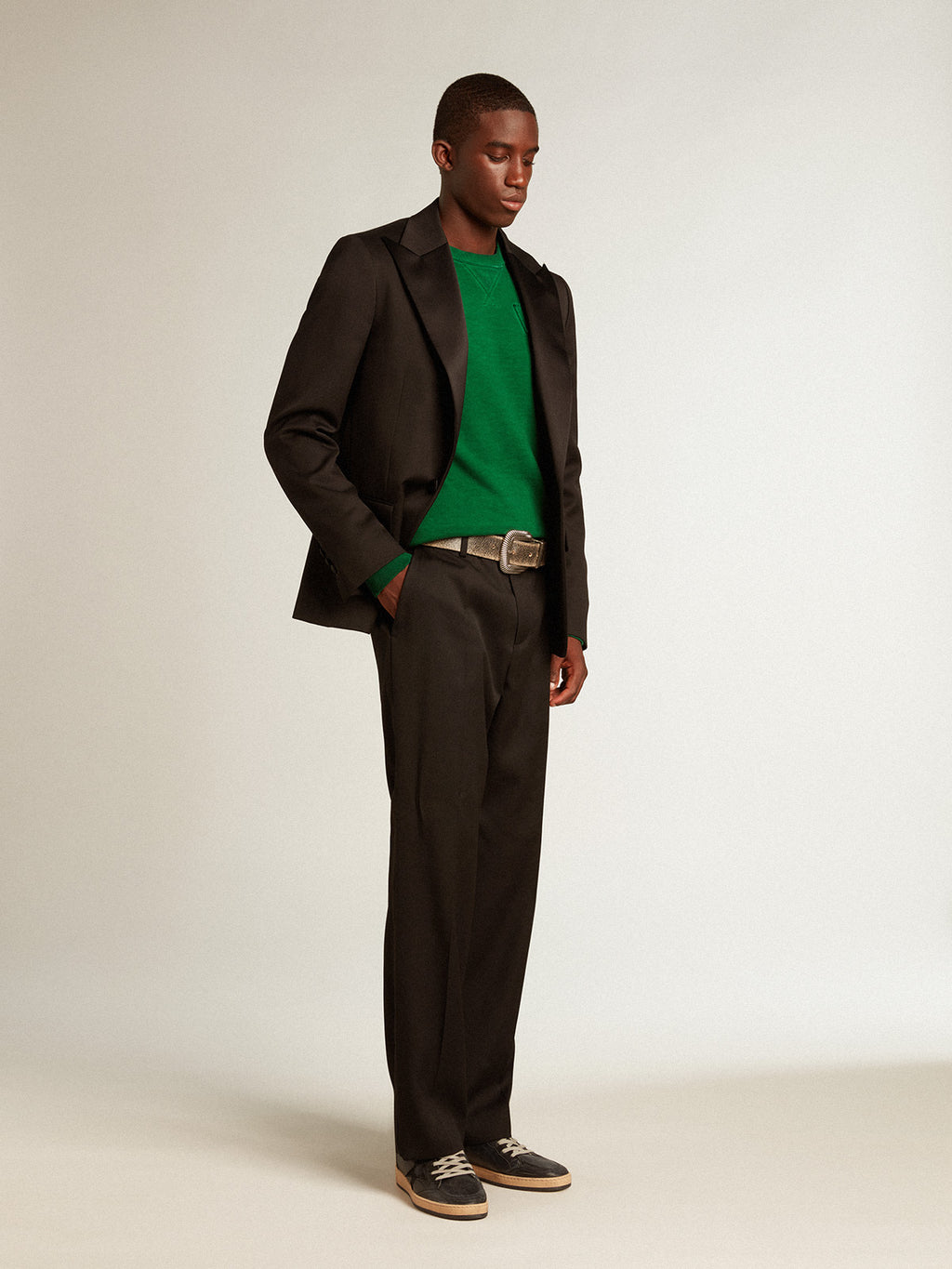 Ball Star in black nappa with suede star and black nappa heel tab| Golden Goose