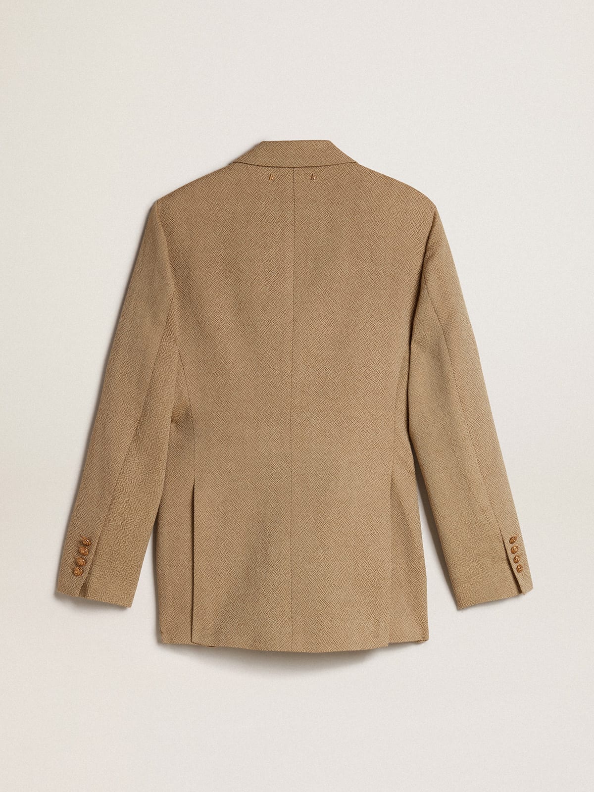 Women's pale beech-colored wool double-breasted blazer| Golden Goose