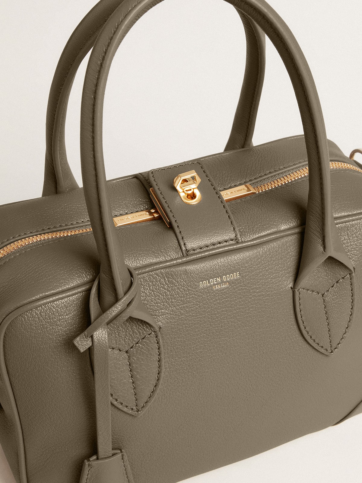 Vita Bag in sage-green sheepskin leather with gold details| Golden Goose
