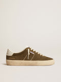 Soul Star in green suede with white leather heel tab and tongue| Golden Goose