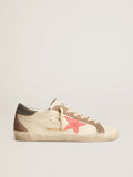 Women's Super-Star LTD with pink gabardine star and gray suede heel tab| Golden Goose