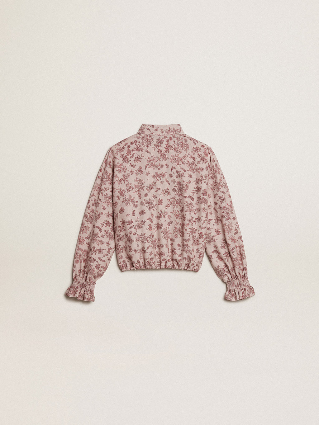 Polo shirt in powder-pink viscose with floral print| Golden Goose