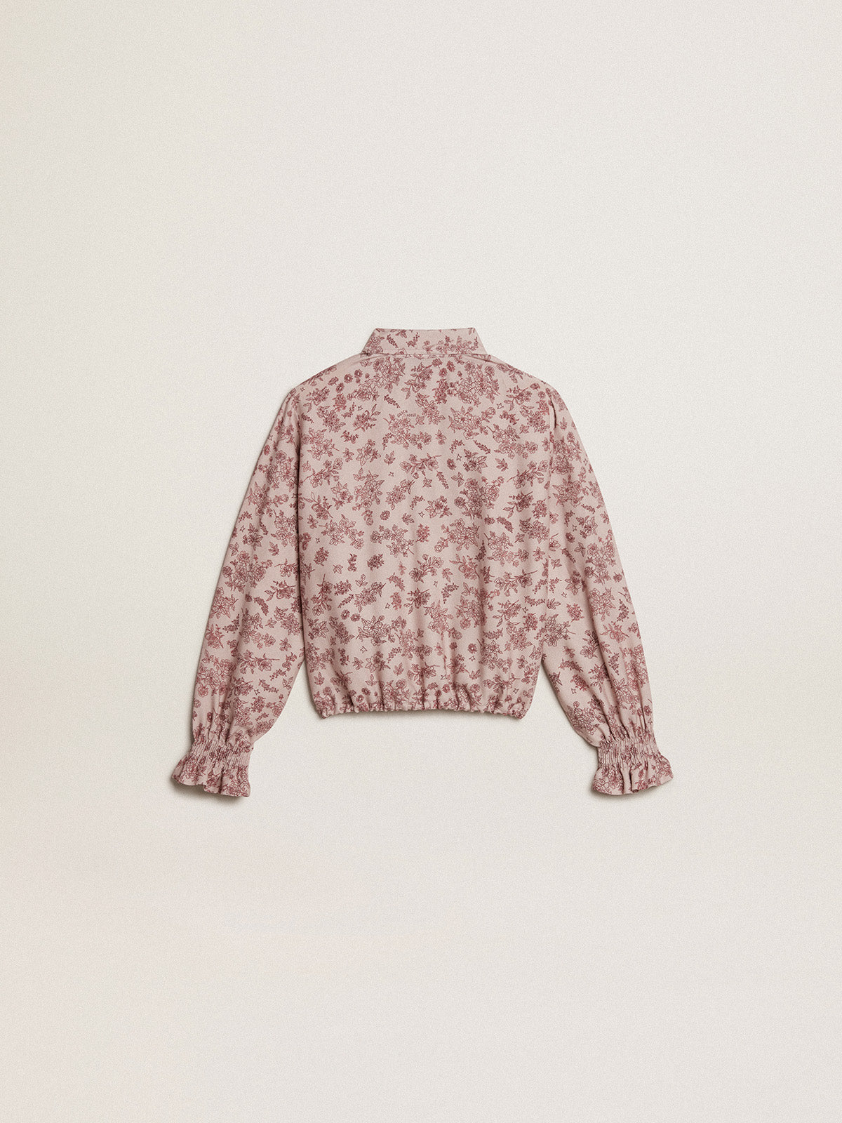 Polo shirt in powder-pink viscose with floral print| Golden Goose