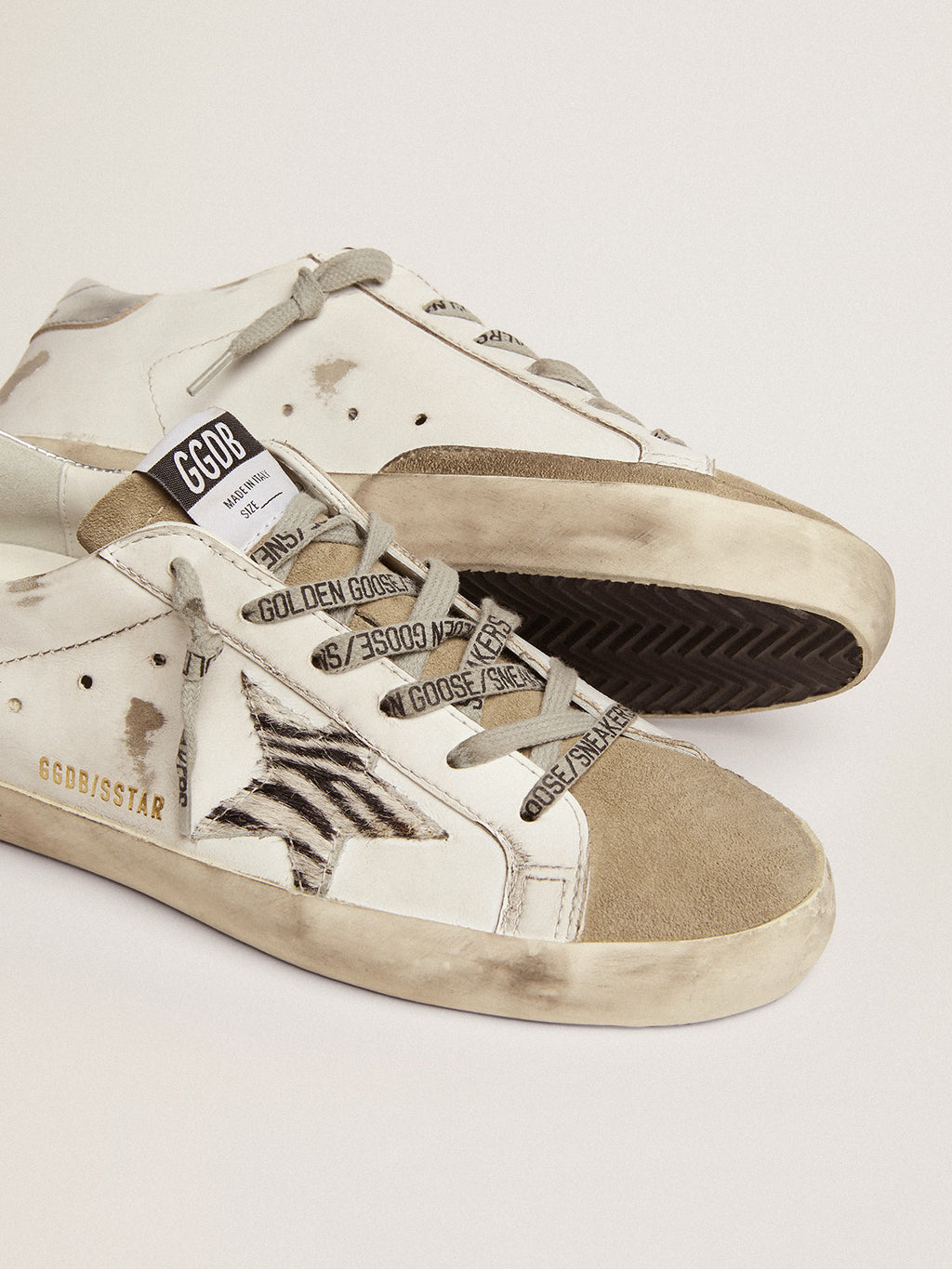 Women's Super-Star with zebra print pony skin star| Golden Goose