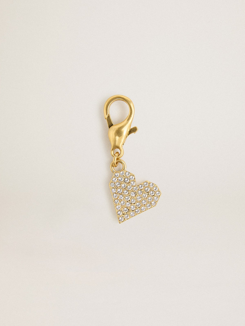 Heart-shaped charm in gold-colored brass with crystals| Golden Goose