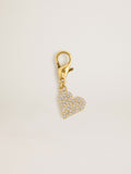 Heart-shaped charm in gold-colored brass with crystals| Golden Goose