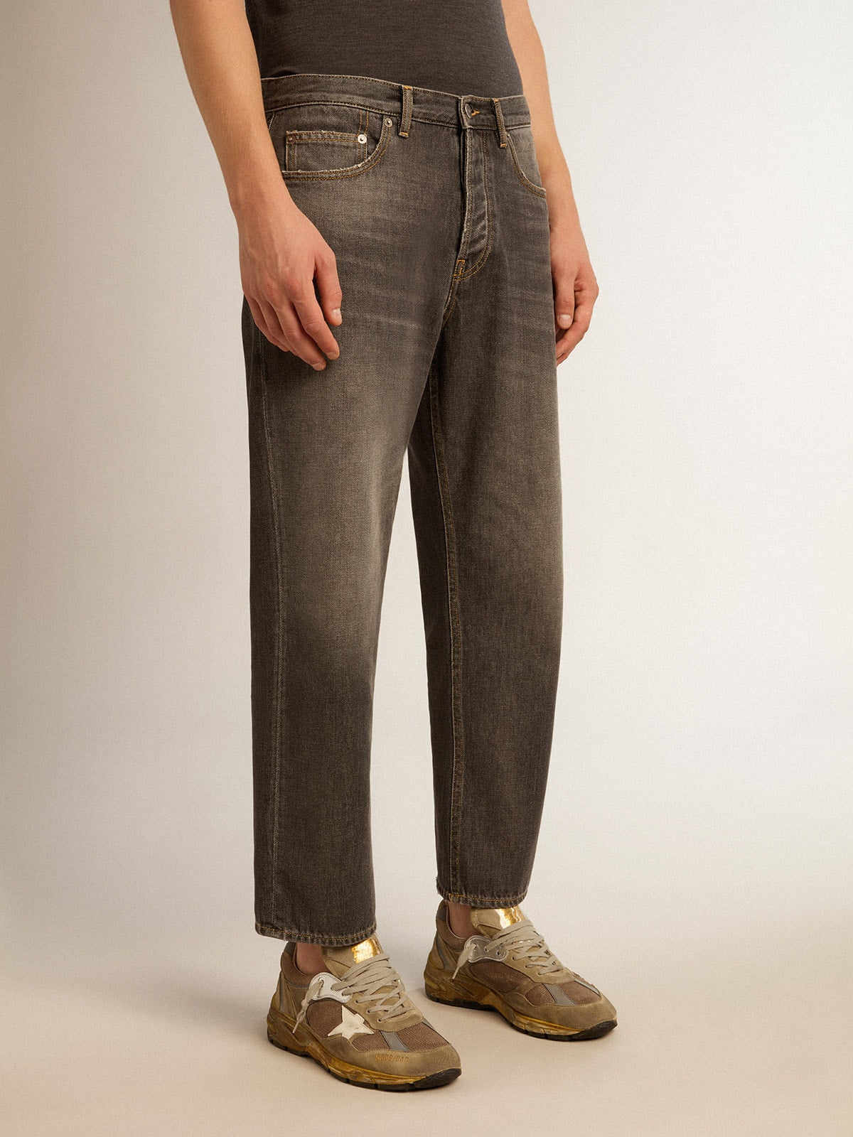 Men's stonewashed-effect black jeans| Golden Goose