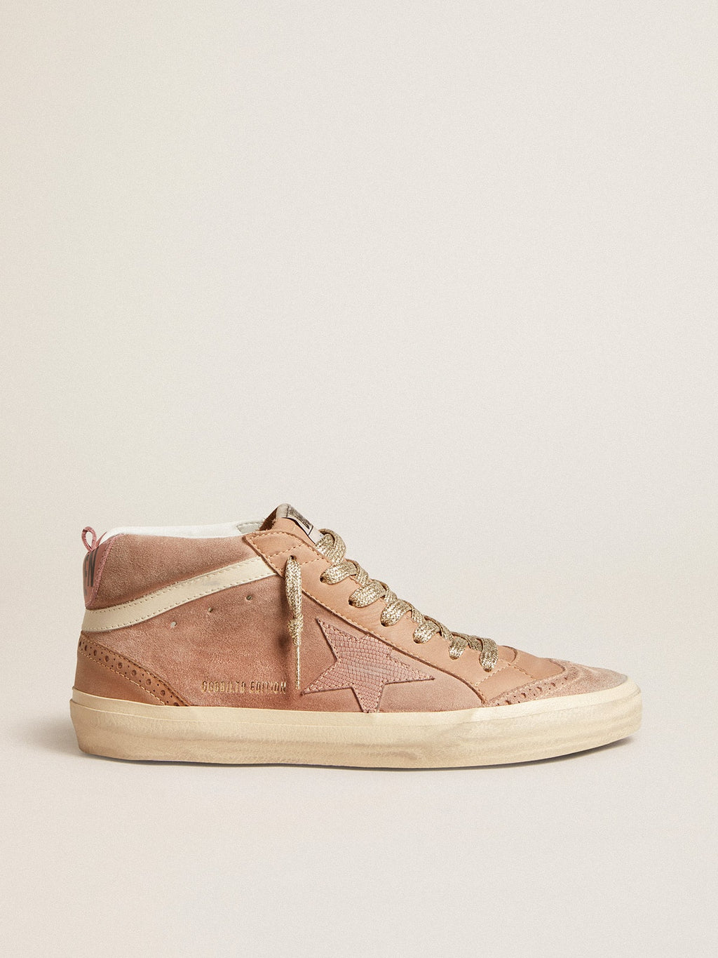 Women's Mid Star LTD in pink suede with pink lizard-print leather star| Golden Goose