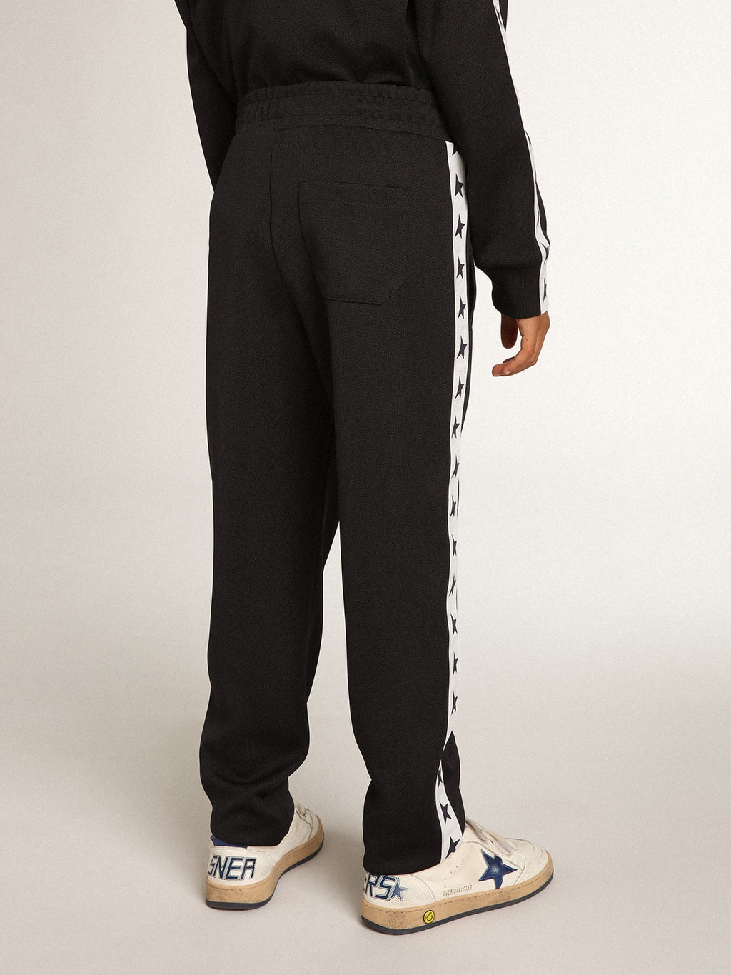 Dark blue joggers with white strip and contrasting stars| Golden Goose