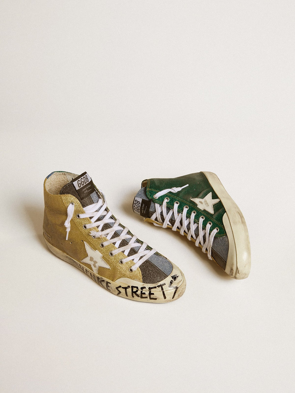 Women's Francy LAB in golden glitter with white leather star| Golden Goose