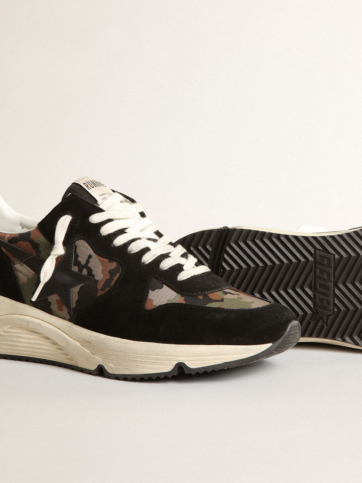 Men's Running Sole in nylon ripstop with camouflage print| Golden Goose