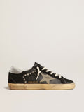 Men's Super-Star in black leather and suede with silver studs| Golden Goose