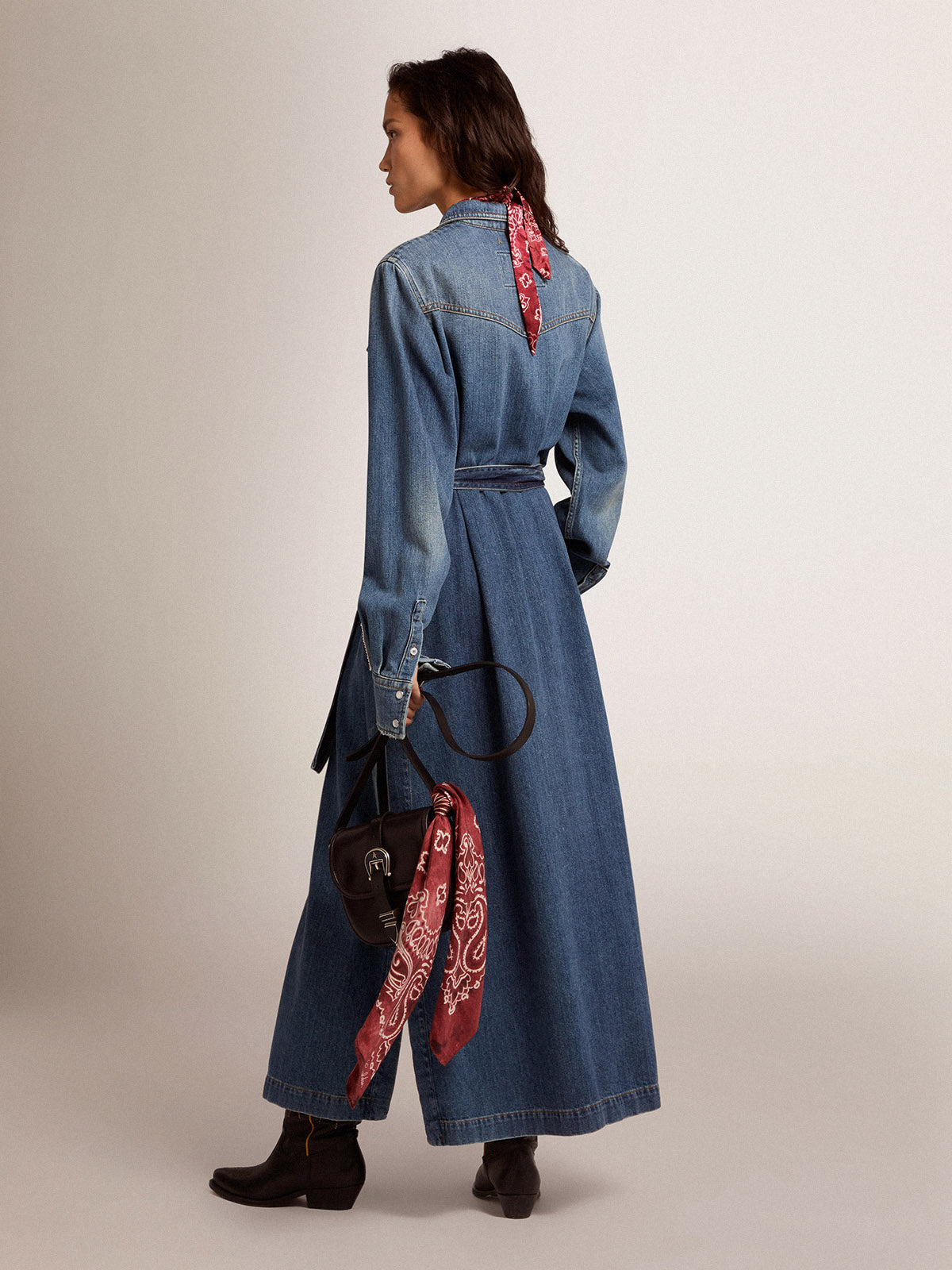 Women's denim shirt dress| Golden Goose
