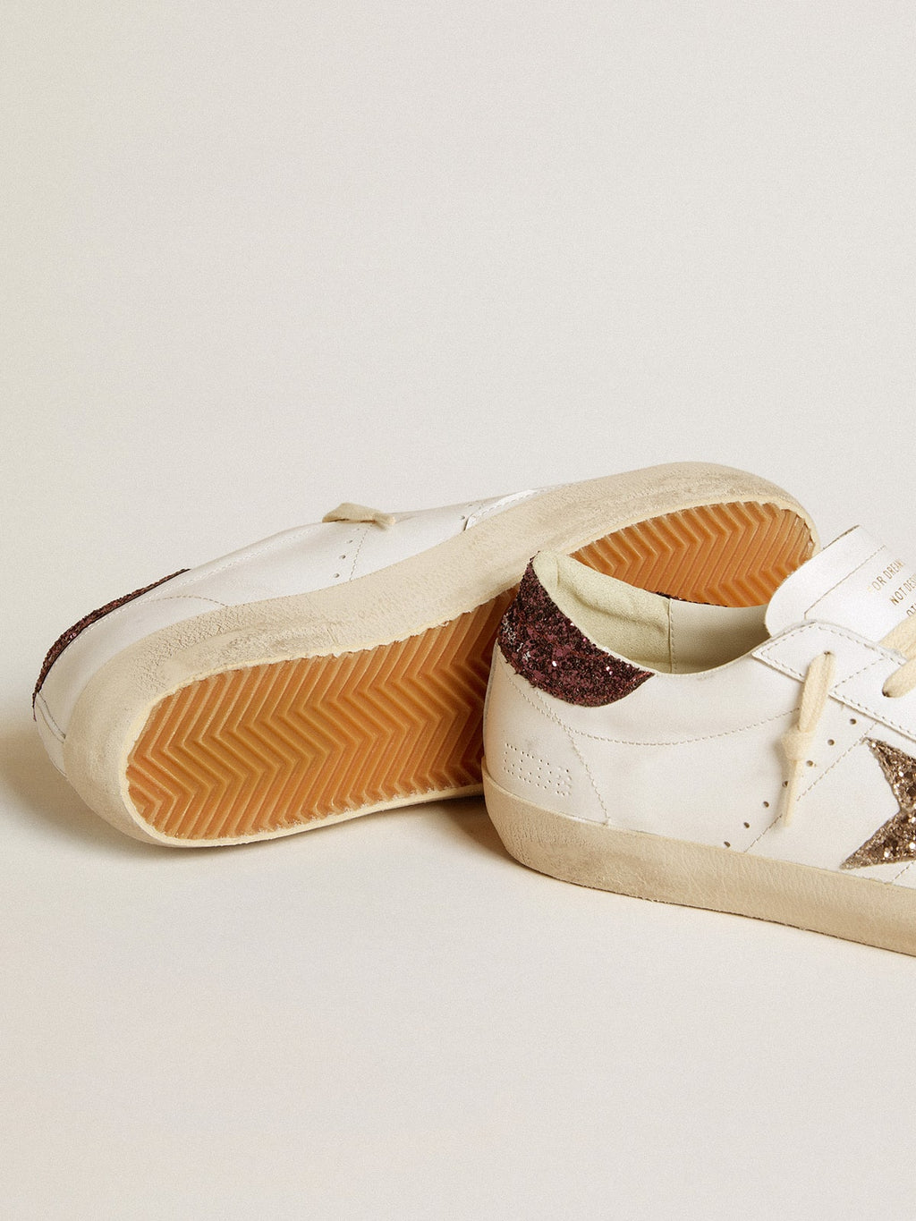 Women's Super-Star with gold glitter star and burgundy glitter heel tab| Golden Goose