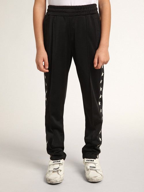Black joggers with contrasting white stars| Golden Goose