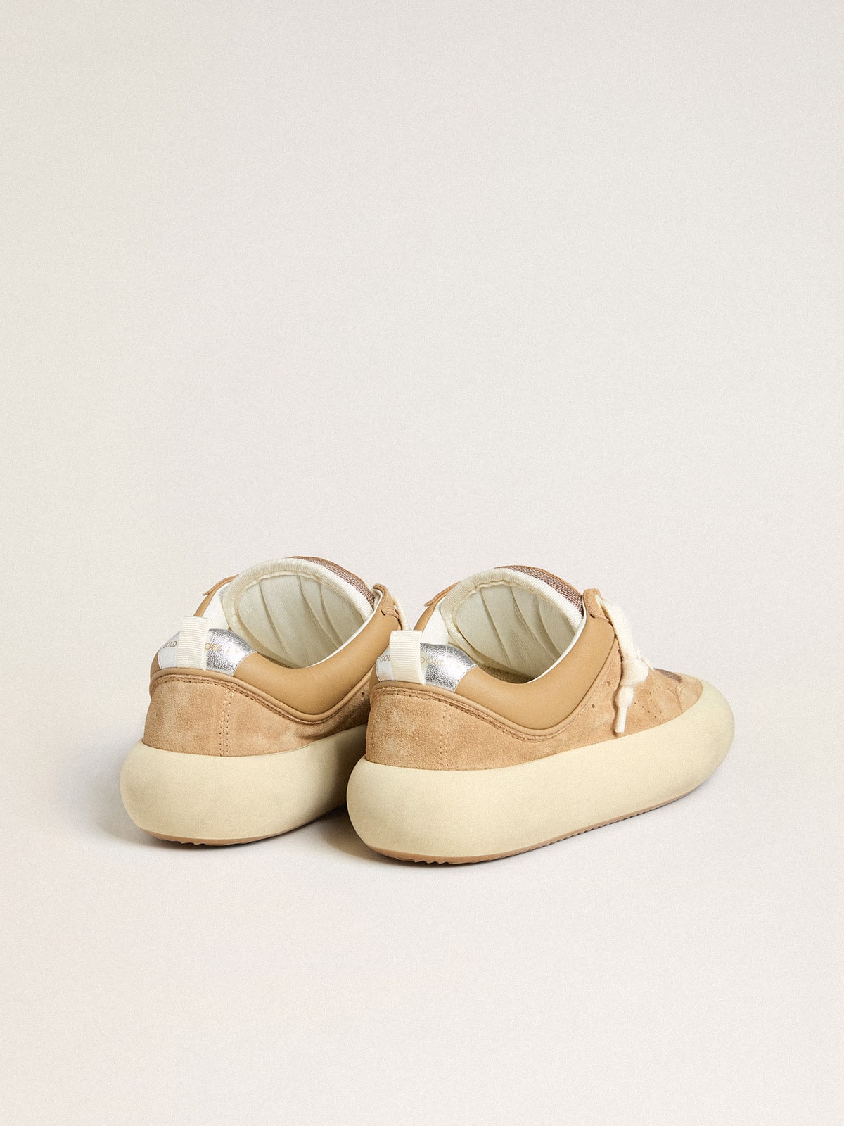 Men's Space-Star Cube in tobacco suede with perforated star| Golden Goose