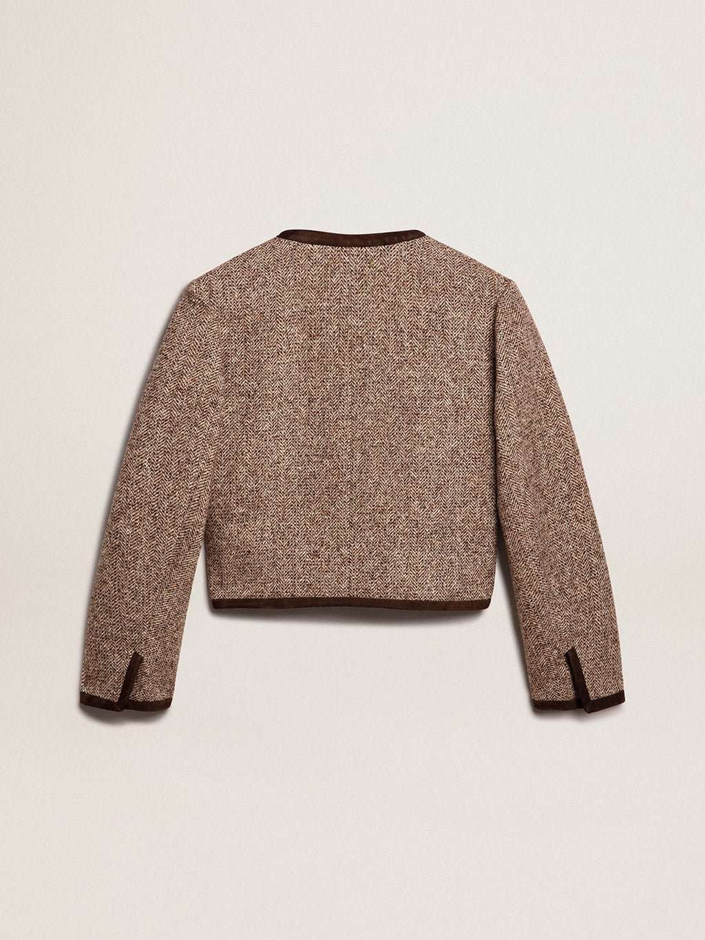 Brown cropped jacket with button fastening| Golden Goose