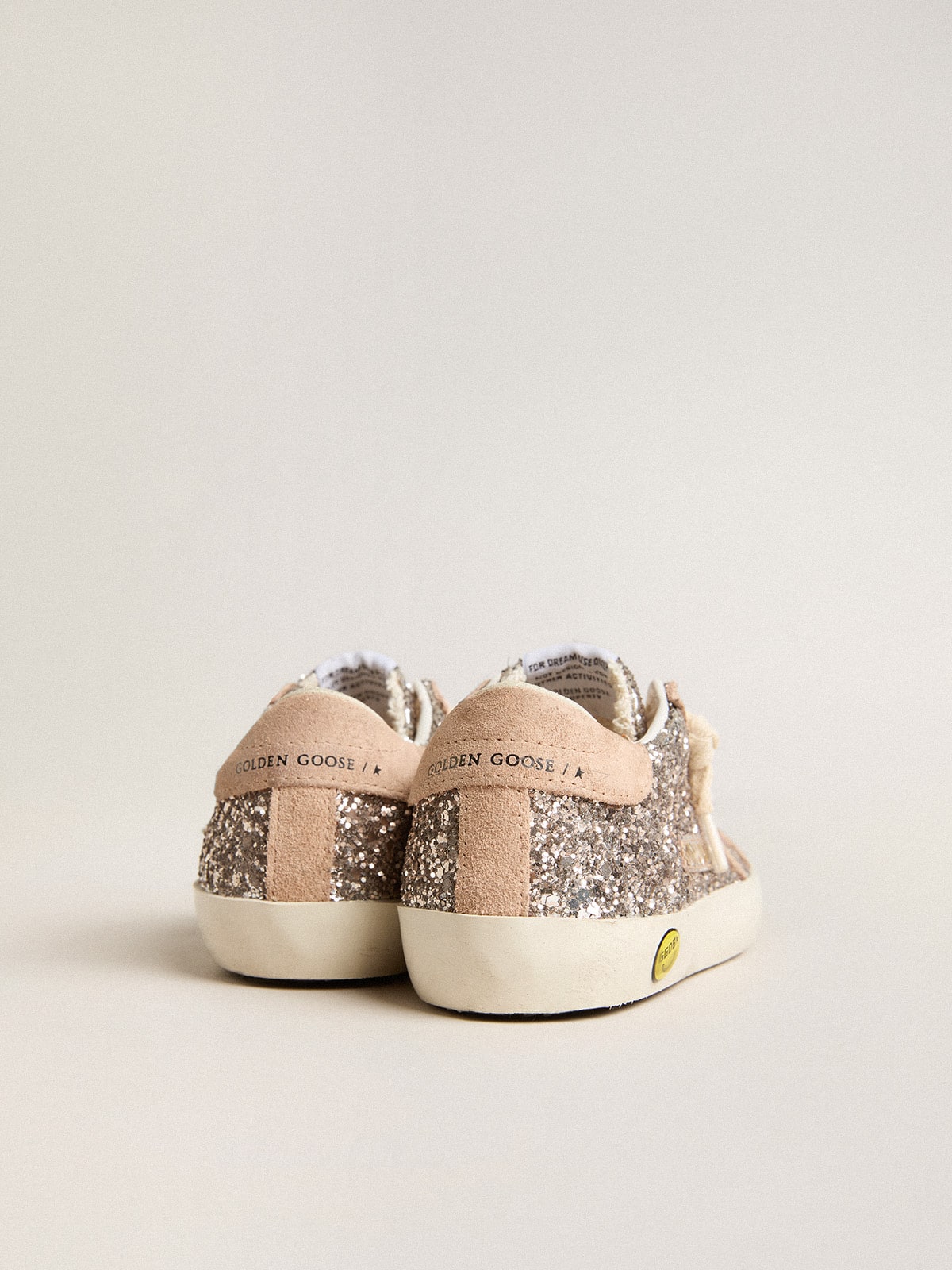 Young Super-Star in glitter with suede star and heel tab| Golden Goose