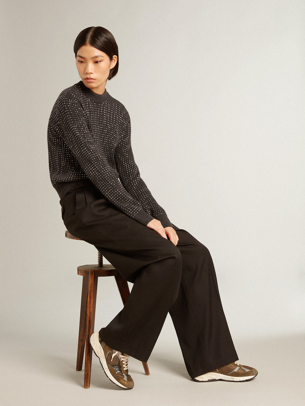 Women's Dad-Star in suede and mesh with black leather star and heel tab| Golden Goose