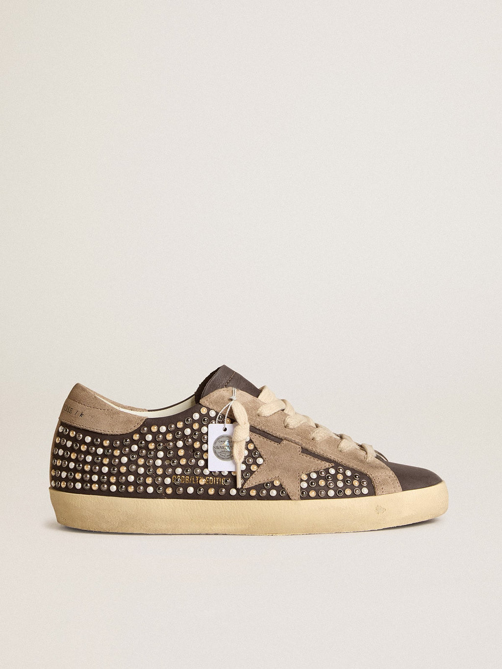 Super-Star LTD in gray nubuck with Swarovski pearls and suede star| Golden Goose