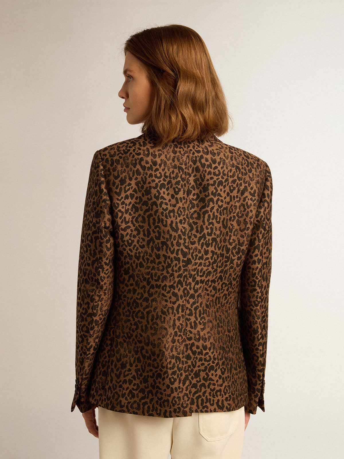 Golden Collection single-breasted blazer in wool with jacquard animal pattern| Golden Goose