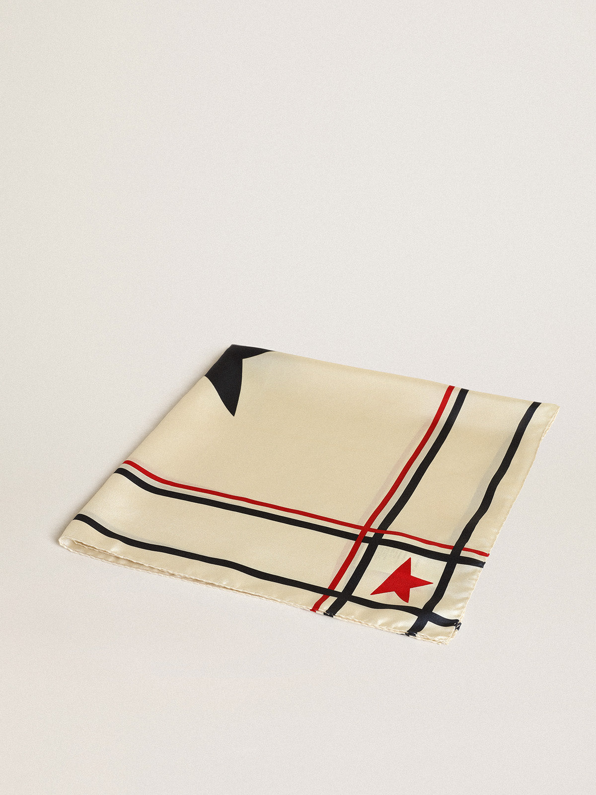 White scarf with contrasting color stars and stripes| Golden Goose