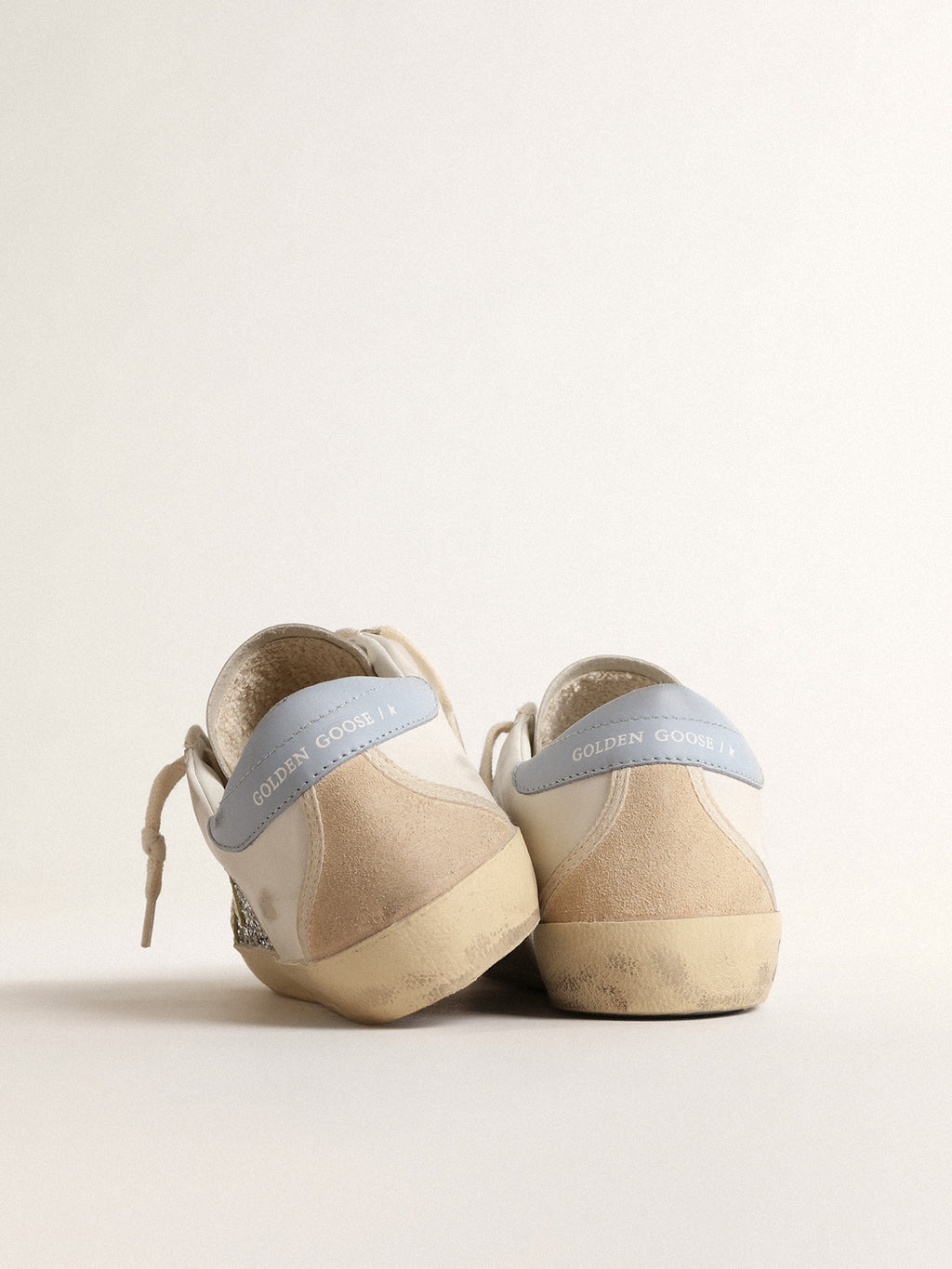 Bio-based Super-Star with silver glitter and yellow leather star| Golden Goose