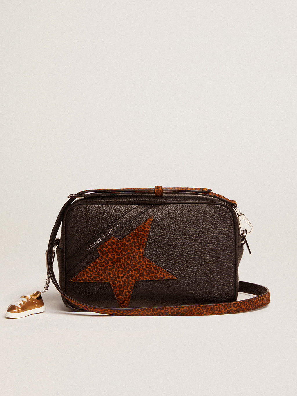 Women's Star Bag in dark brown leather and leopard print star| Golden Goose