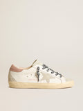 Super-Star with ice-gray star and pink lizard-print heel tab| Golden Goose