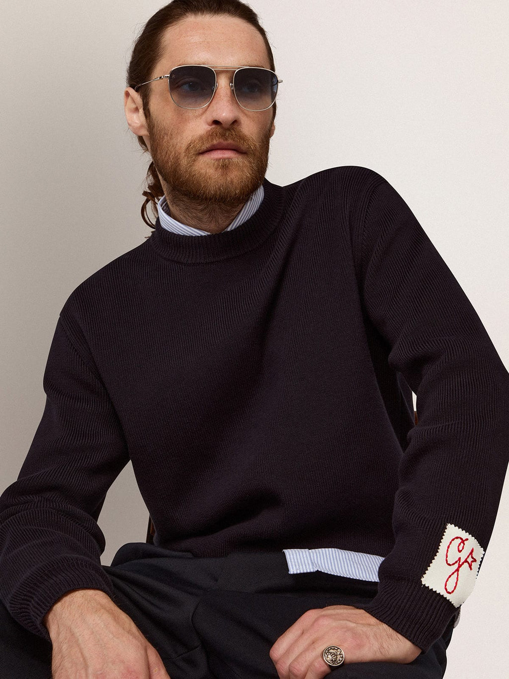Sunframe Roger aviator model with silver frame| Golden Goose