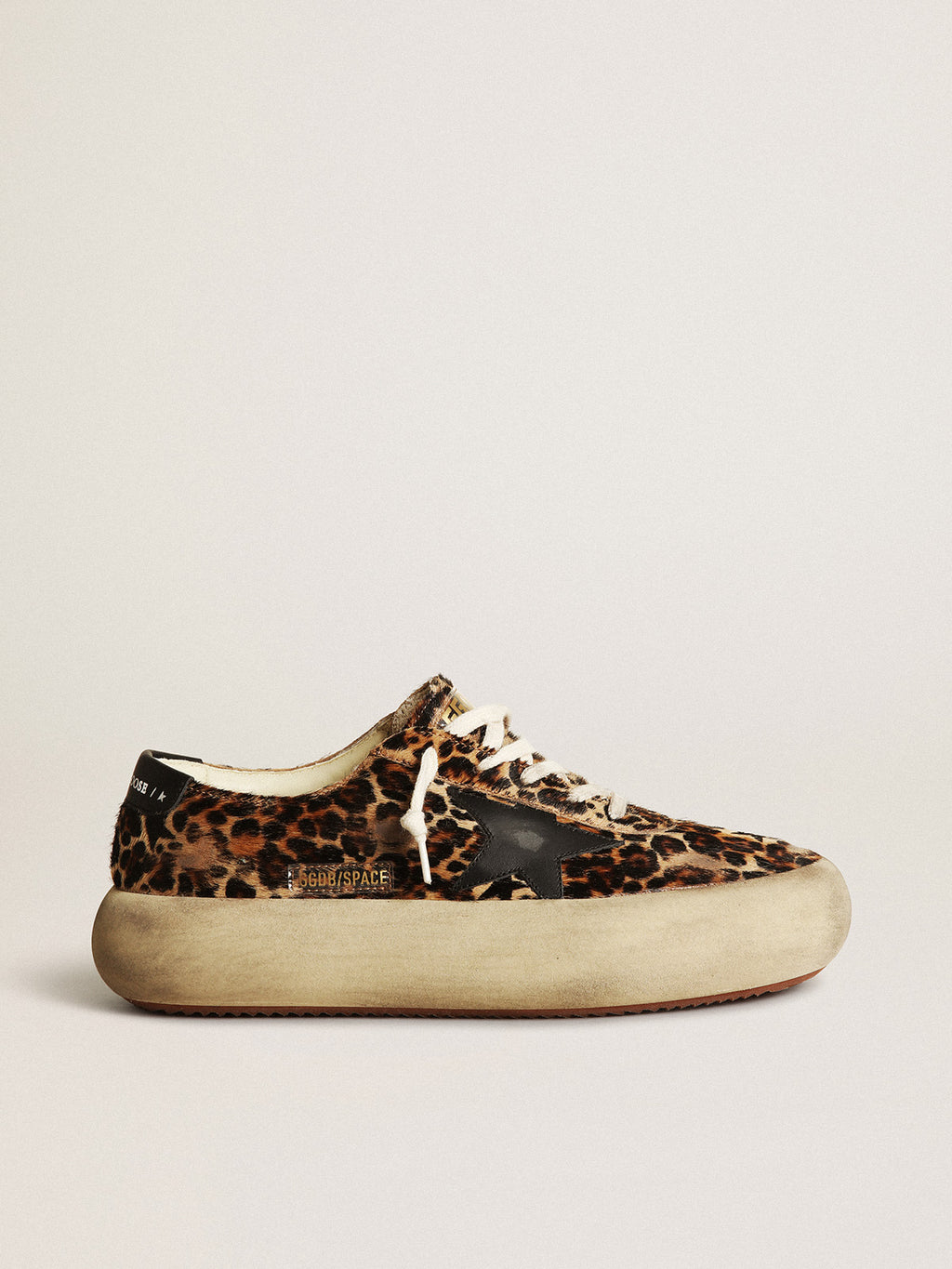 Women's Space-Star in leopard print pony skin with black star| Golden Goose