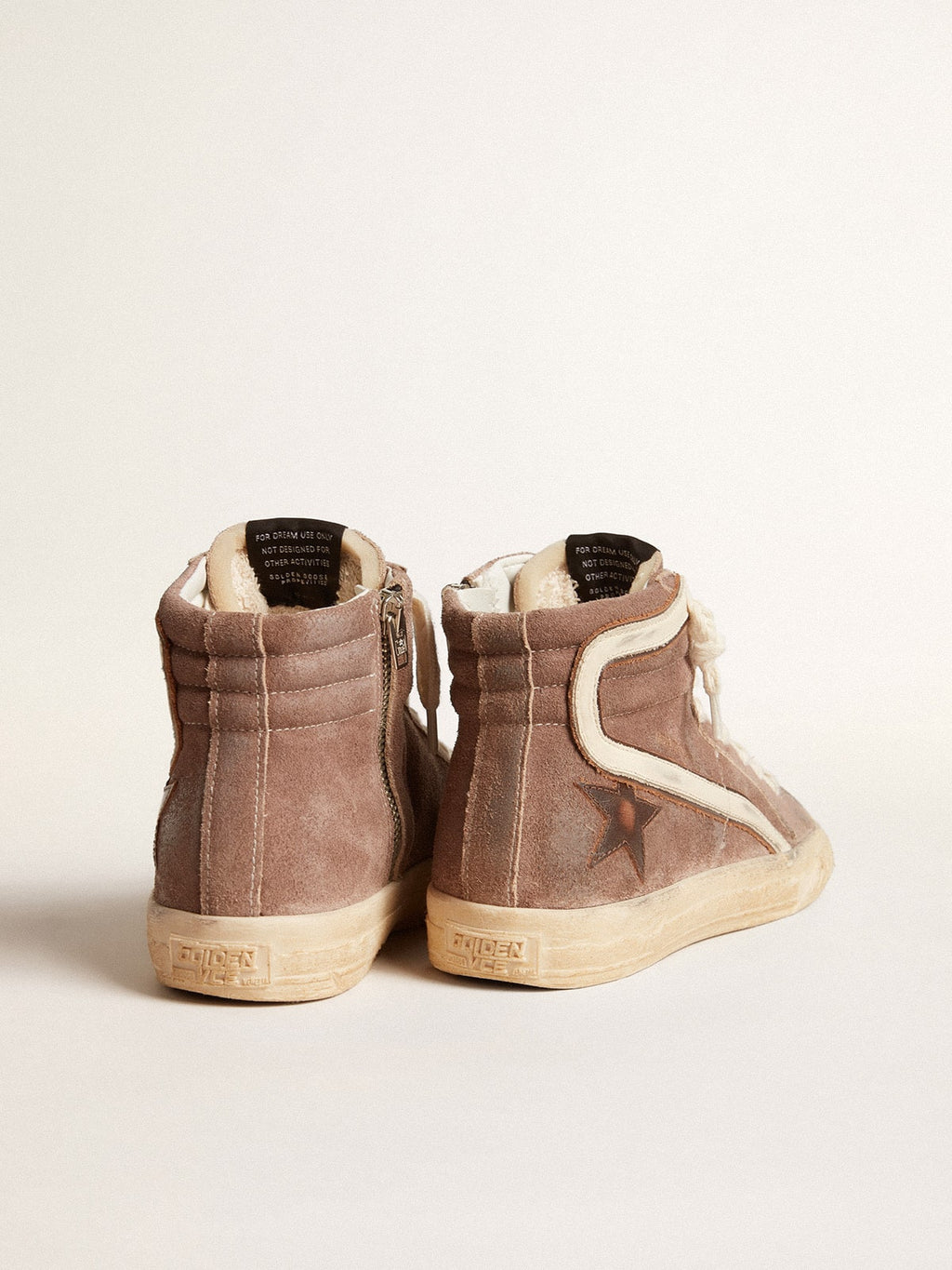 Men's Slide LTD in brown suede with leather star and flash| Golden Goose