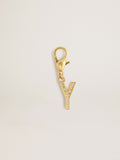 Letter Y charm in gold-colored brass with crystals| Golden Goose