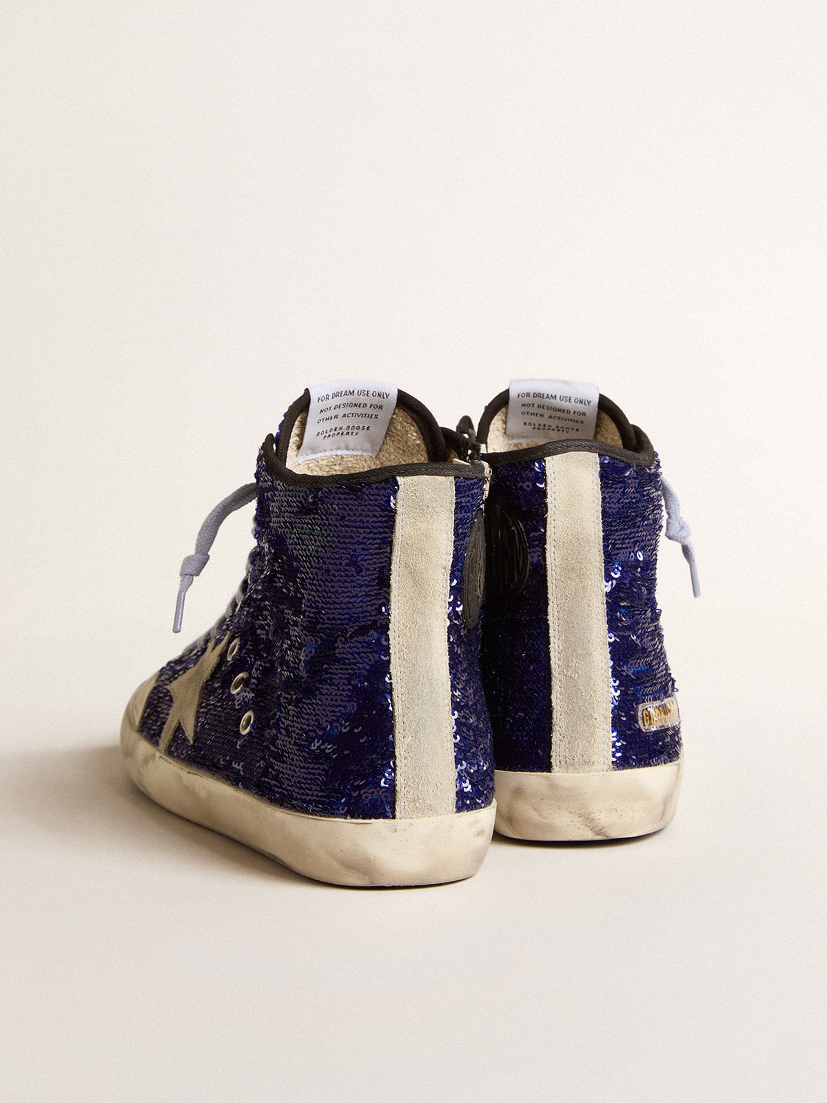 Women's Francy Penstar in bright blue sequins with ice-gray suede star| Golden Goose