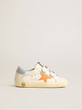 Young Old School in leather with orange star and baby blue heel tab| Golden Goose