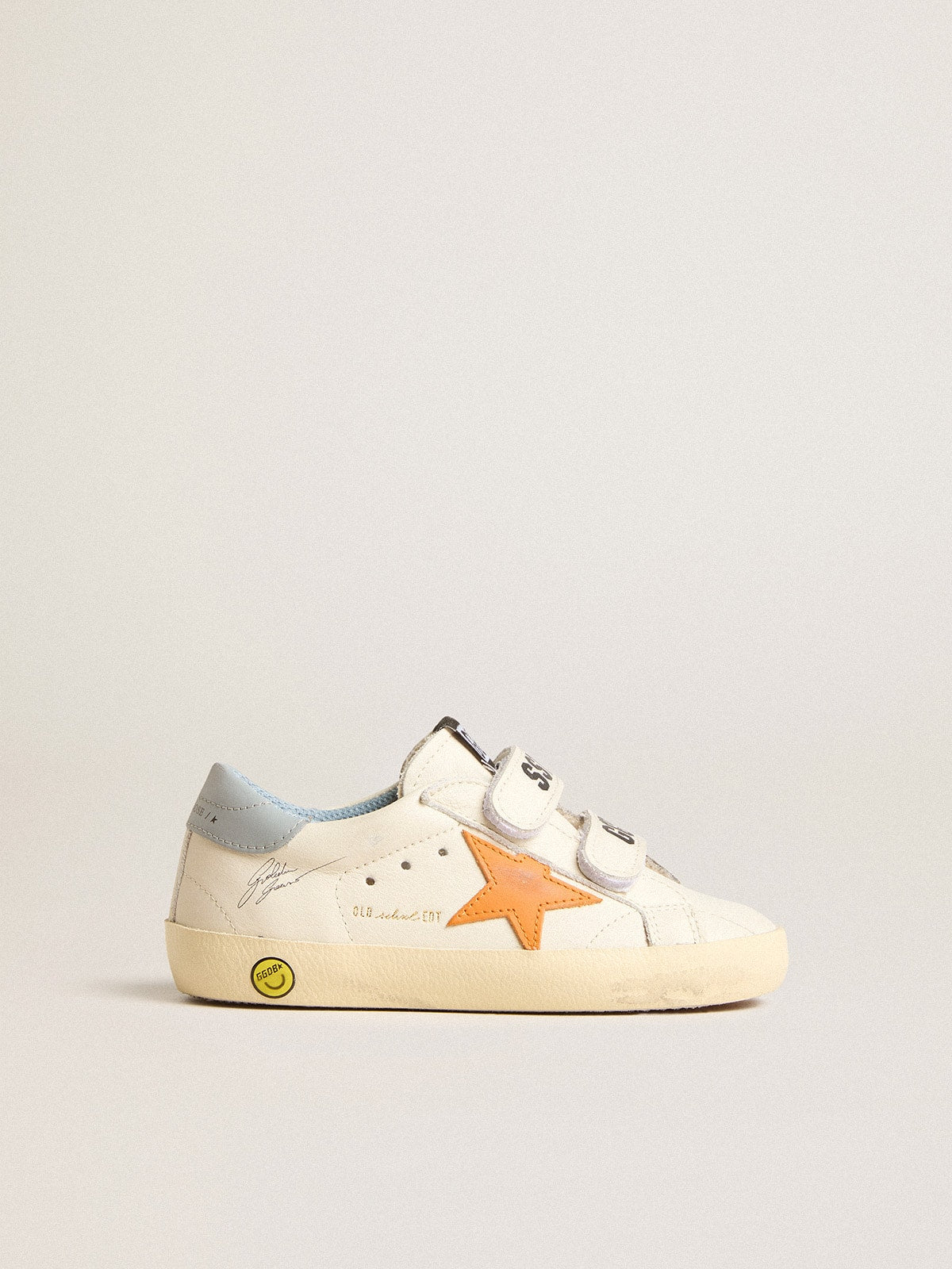 Young Old School in leather with orange star and baby blue heel tab| Golden Goose